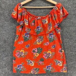 UEC Old Navy Floral Off-Shoulder Blouse - Orange/Blue size M